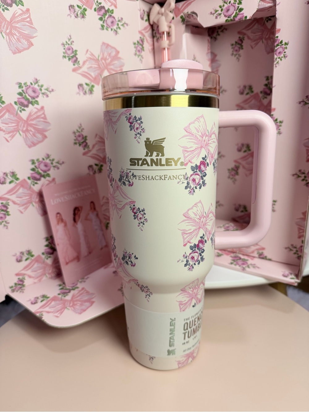 Stanley Pink Floral Love Shack Fancy Insulated Mug with Lid